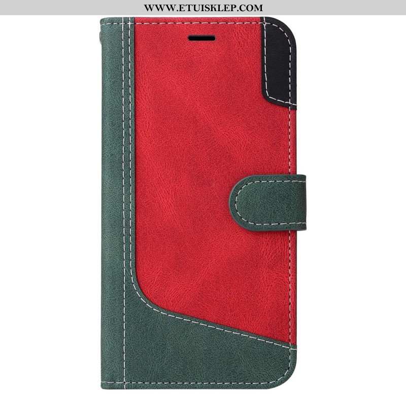 Etui Folio do Oppo Reno 8 z Łańcuch Trójkolorowy Pasek